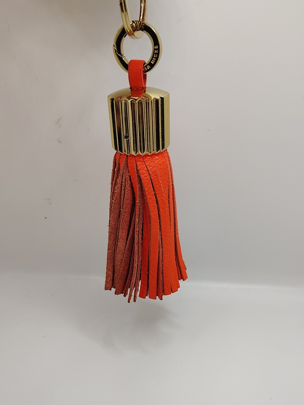 India Hicks Leather Tassel Key Chain Gold Hardware Key Ring Bag Charm Key Fob